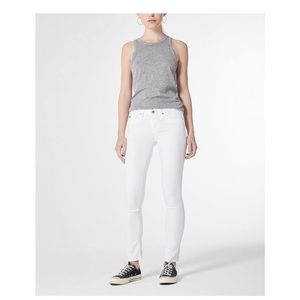 AG The Stilt Cigarette Leg White Jeans in Luscious Superstretch Sateen